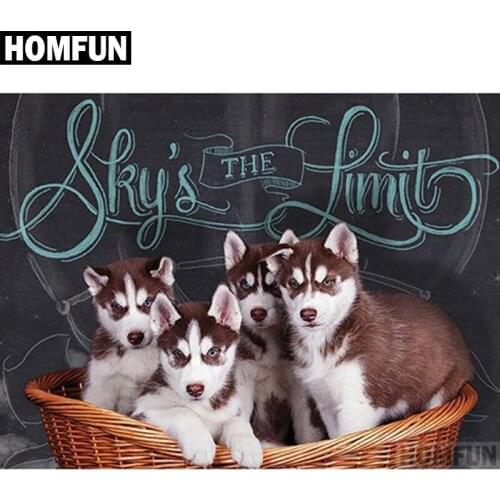 HOMFUN Full Square/Round Drill 5D DIY Diamond Painting "sweet dog family" 3D Embroidery Cross Stitch 5D Decor Gift A00520