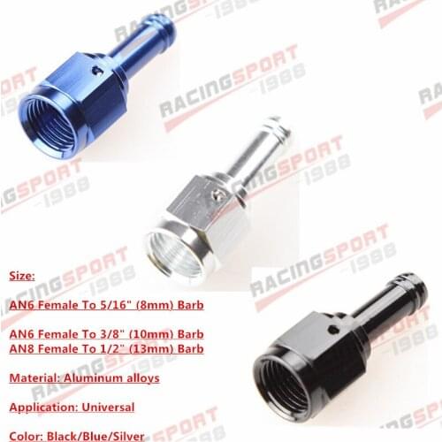 AN6 AN8 Female To 5/16" 3/8" 1/2" Straight Hose Barb Adapter Aluminum