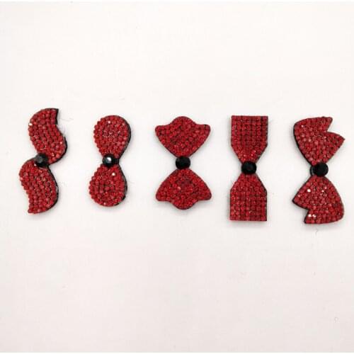 30pcs/lot Mix Bowknot Shape with Shiny diamond Padded appliques for headwear decoration handmade hair accessories