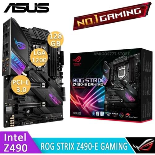 Asus ROG STRIX Z490-E GAMING Motherboard LGA 1200 DDR4 128GB Intel 10th-Gen Cpu PCI-E 3.0 M.2 SSD USB3.2 Gen2 Z490 Placa-mãe New