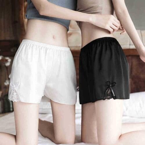 Safety pants lace bow bottoming shorts can be worn outside plus size womens summer safety pants soft and comfortable shorts