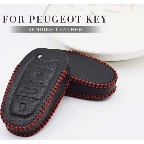 Car Key Case Cover For Peugeot 107 206 207 208 2008 308 3008 508 5008 807 Rcz Boxer Expert Rifter Leather Key Ring Accessories