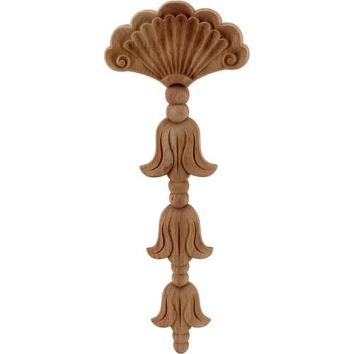 Floral Woodcarving Decal European Style Rubber Wood Carved Corner Applique Decor Frame Wall Doors Decorative Figurines