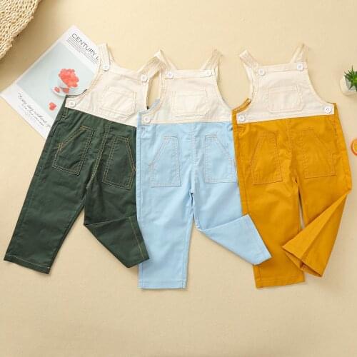 6M-4Y Toddler Kids Baby Boys Girls Strap Pants Sleeveless Patchwork Pocket Jumpsuit Suspender Straps Overalls Outfits