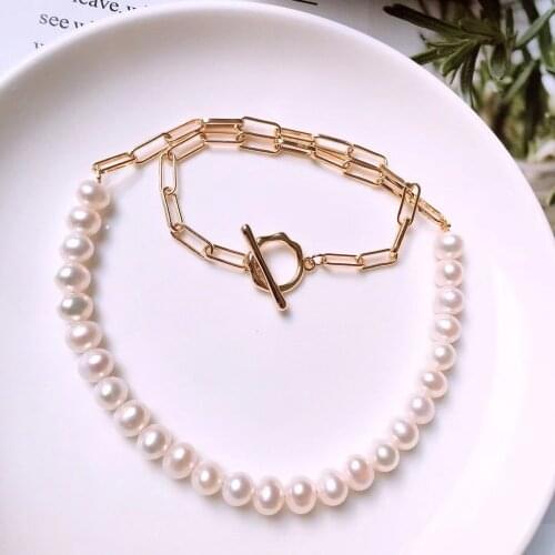 Elegant Handmade Fresh Water Pearls Necklace for Women Engagement Wedding Party Gifts Jewelry
