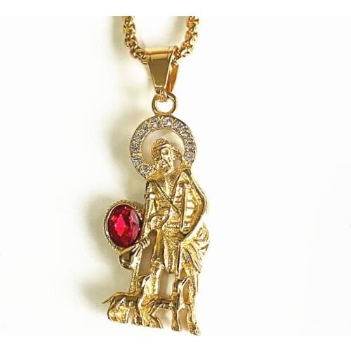 Elegant Simple 316L stainless steel Jesus shepherd Seris Pure Gold Color Plated Necklace Pendant for Women Man Christmas Jewelry