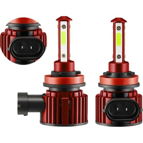F8 4-Sides Glow LED Car Headlight Automobile LED Lamp Upgrade Section Universal Car Headlight H8/H9/H11 Red