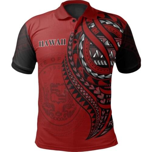 Hawaii Polo Shirt Red Color Polynesian Patterns Best Hawaii Ever 3D Printed Polo Shirt Men Women Short Sleeve Summer T-shirt