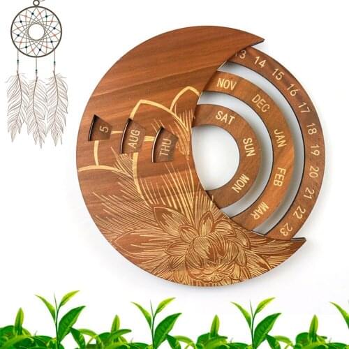 Advent Calendar Wall Hanging Wooden Sun Moon Shape Crafts Decorative Adjustable Board Calendars For DIY Party Home Decorations