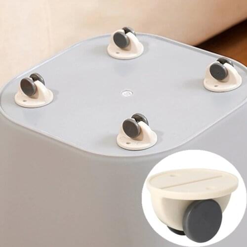 4pcs Adhesive Pulley For Bottom Shelf Storage Box Portable Caster Home Storage No Noise No Scratches Wheel Rollers For Furniture