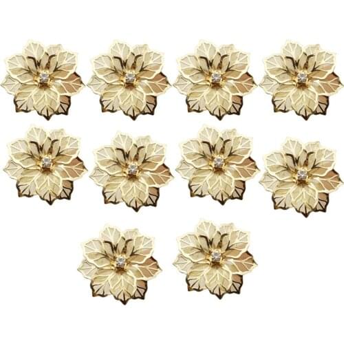 Hot XD-10Pcs Flower Design Napkin Rings Metal Gold Napkin Buckle Napkin Ring Holder Hotel Restaurant Wedding Party West Dinner T
