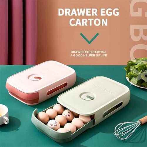 Creative Refrigerator Egg Storage Box Household Fridge Save Space Kitchen Food Fresh Keep Organizer Rolling Drawer Egg Container