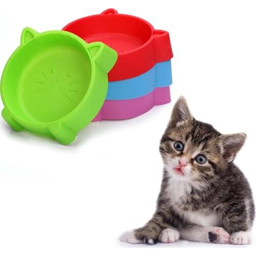 Cat Face Pet Bowl Anti Slid Solid Color Dog Puppy Kitten Food Water Feeder