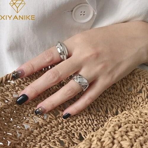 XIYANIKE 925 Sterling Silver Trendy Rings Charm Women Girl Irregular Jewelry Vintage Handmade Party Accessories Birthday Gifts