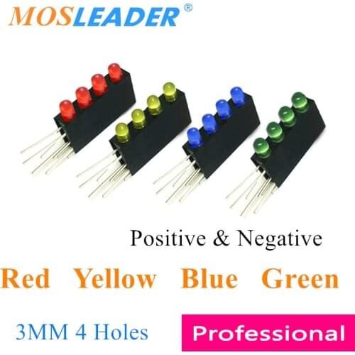 Mosleader 1000pcs 4 Holes Led Lamp holder with led Black Plastic Holder Red Yellow Blue Green 4 Color 90 Degree bend leg