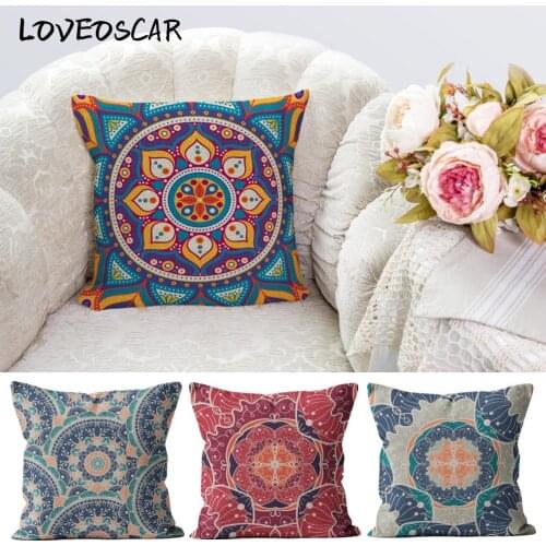 Mandala India Morocco Scandinavian Geometry Boho Bohemian Square Cushion Chair Cover Pillow Case European Peacock Home Decor
