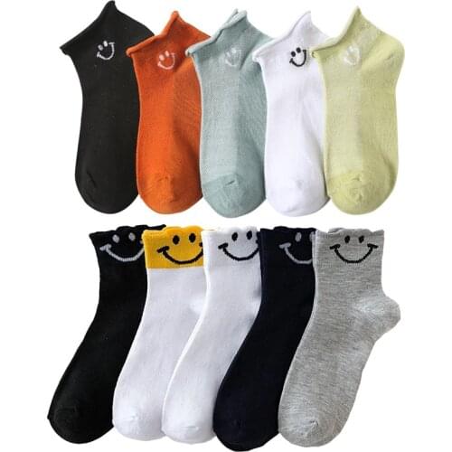 10 Pair Funy Cartoon Printing Women Socks Short Summer Cute Long Cotton Ankle Socks Set Harajuku Happy Socken Femme Chaussettes