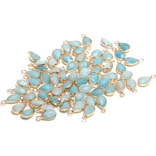 New 5pcs Natural Stone Water Drop Shape Section Amazonite Pendants for Jewelry Making DIY Necklace Size 10x14mm