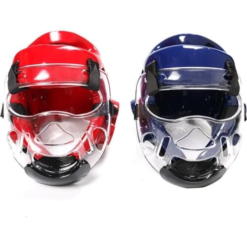 New Sanda Karate Muay Thai Boxeo Taekwondo Boxing Helmet Training Helmet for Kids Adults Men Women Blue Red