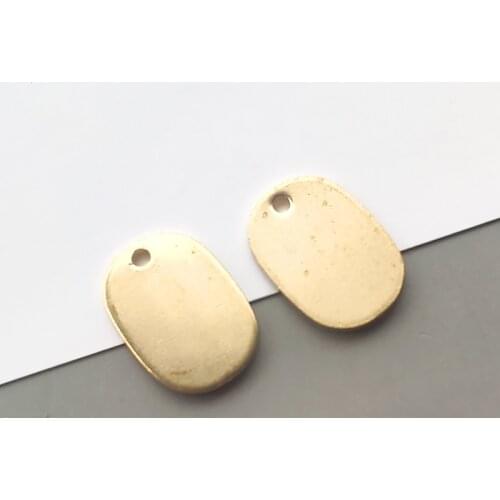 20pcs/Lot Earring Charms Stamping Oval Pendant Brass Tag Jewelry Stamping Diy Necklace Bracelet Making Findings