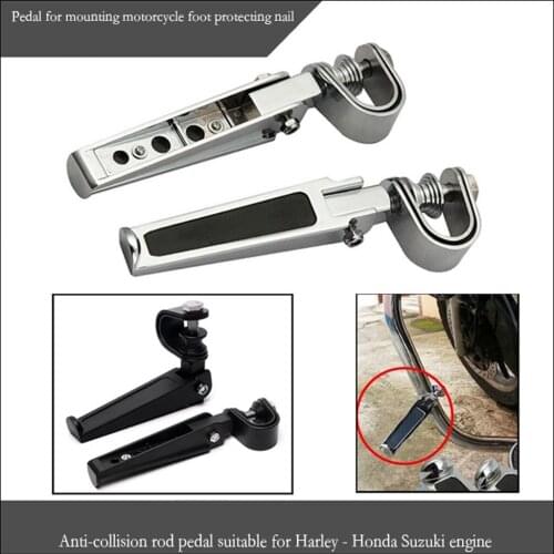 Pair Universal Folding Highway Motorcycle Clamp On Foot Pegs Silver