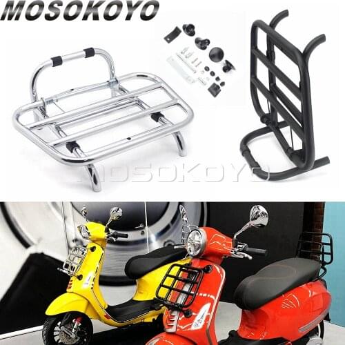 For Vespa Sprint 150 2017 Chrome/Black Stainless Steel Motorcycle Front Shelf Bracket Luggage Rack for Primavera 150 2015-2019