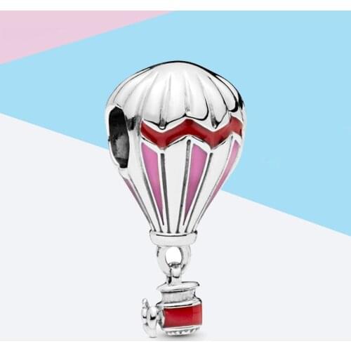 Leabyl Red Enamel Hot Air Balloon Charms fit Bracelets Necklace for Women DIY Travel Tourism Jewelry Gift Dropshipping