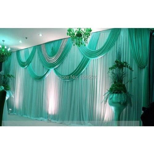 Romantic wedding stage curtain with Beatiful Swag Wedding drapery and curtain wedding backdrop 3m*6m marriage stage curtain