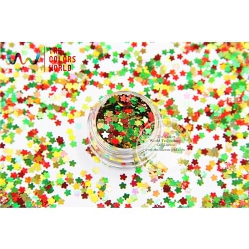 Xmas-283 Mixed Laser Holographic Colors Flowers Shape 3.0MM Size Glitter Sequins for nail art and DIY Christmas decoration