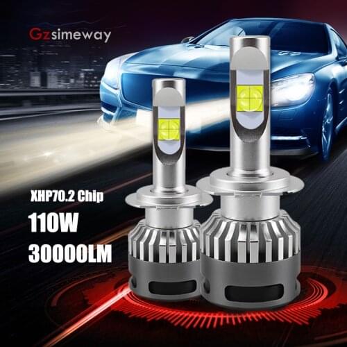 2PCS H7 LED H4 H11 9005 HB3 Car Headligh Bulb H1 D2S D2H H8 9006 HB4 Lamp XHP70 Chip 110W 30000LM 6000K White Auto Fog Light 12V