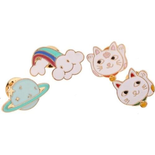 Timlee X025 Free shipping Dedicate Planet Cloud Fortune Cat Brooch Pins,Fashion Jewelry Wholesale