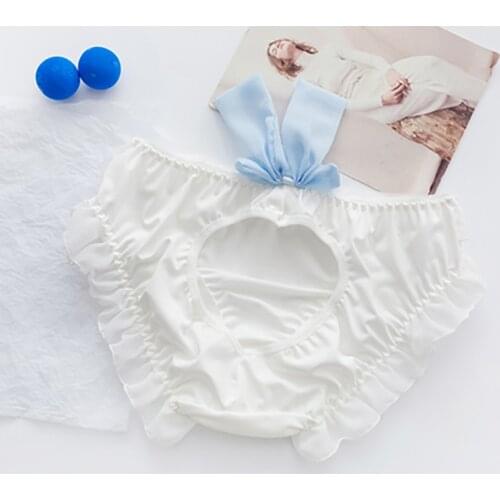 Cute Girls Underwear Peach Hips White Cotton Panties Immitate Lolita Briefs Bowknot Hollow Out Ruffles Lace Underpants Thin