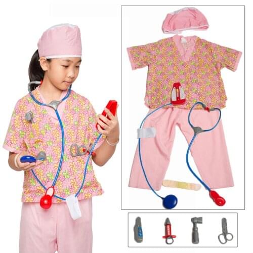 Umorden Kids Child Nurse Costume Cosplay Kindergarten Role Play House Kit Set for Girls Halloween Party Dress Up Educational