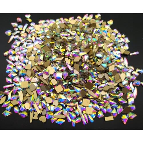 High Quality 100 pcs/bag Crystals AB Nail Rhinestones Flat Gold Bottom Raindrop Rhombus Glass Stones For Nail Art Decorations