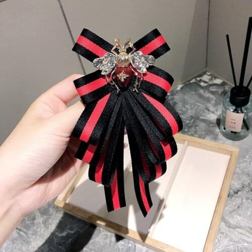 Striped Bow Brooch Pins Fashion Multi-layer Ribbon Brooches for Women College Style Collar Flower Shirt Pin Clothes Accessories