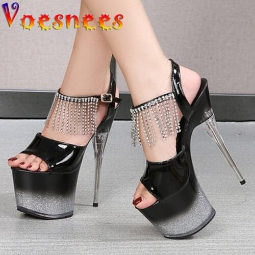 Stiletto Gladiator 2021 Summer Sexy 17cm Women Sandals Buckles High Heels Open Toe Nightclub Party Shoe Fetish Platform Shoes