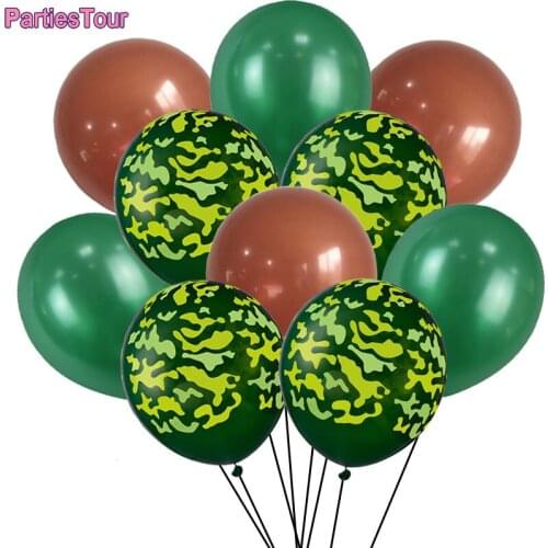15pcs 12inch Camouflage Latex Ballons Military Party Balloon Army Soldier Theme Brithday Party Decor Green Printed Globos Ballon