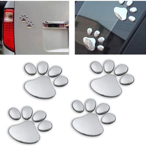 2Pcs/Set Car Sticker Cool Design Paw 3D Animal Dog Cat Bear Foot Prints Footprint Decal Car Stickers Silver Red Black Golden