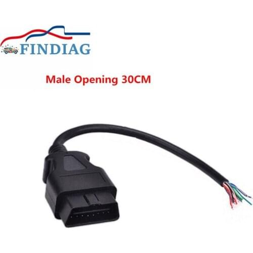 30CM High-quality OBD2 II 16 Pin Male Extension Connector To Open Plug Wire Diagnostic Cable