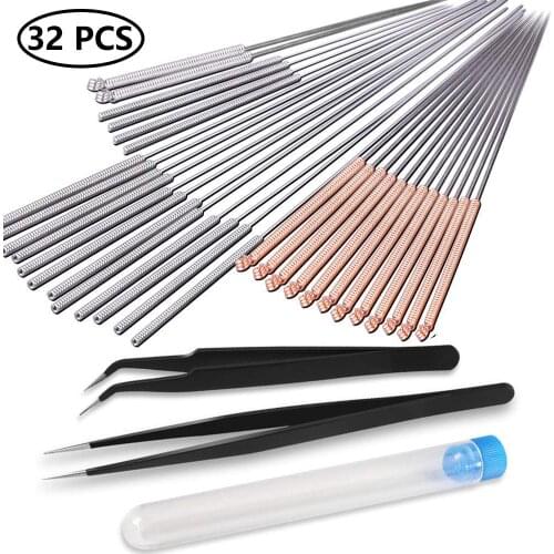 32 Pcs 3D Printer Nozzle Cleaning Kit 30 Pieces Nozzle Cleaner 0.15mm 0.25mm 0.3mm 0.4mm 0.5mm Cleaning Needles for 3D Printer