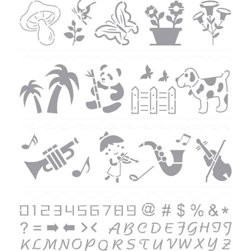 4pc Panda Butterfly Stencils Coloring Embossing Theme Lace Ruler Painting Template Tool Diy Album Alphabet Decoration Reusable