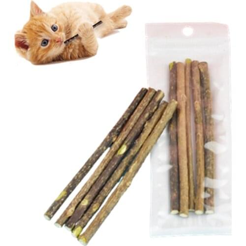 5/10/20PCs Natural Catnip Stick Cat Cleaning Teeth Molar Toothpaste Stick Silvervine Actinidia Fruit Cat Snacks Sticks Cat Toys