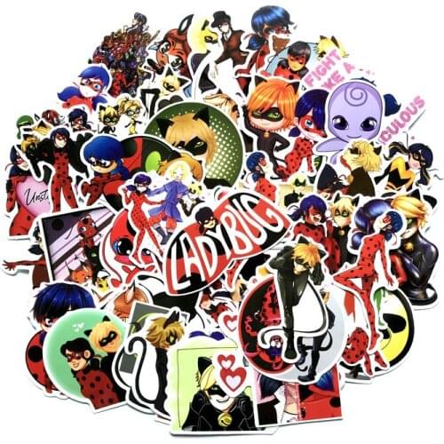 50 small bug girl ladybugs stickers personalised PVC graffiti stickers suitcase luggage guitar car stickers waterproof