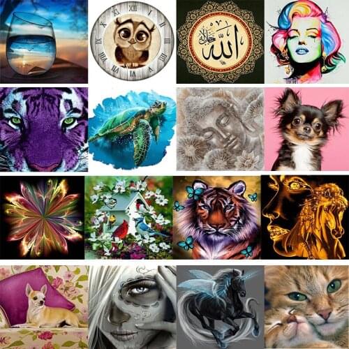 5D DIY Diamond Painting Scenery Series Full Round Diamond Embroidery Animal Cross Stitch Rhinestones Pictures Mosaic Decoration
