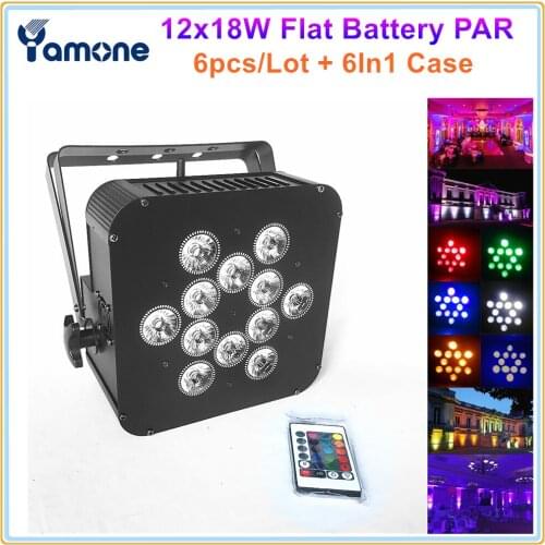 6pcs/Lot With Rechargeable Flight Case Wireless DMX IR Remote Wifi App Control Battery Powered 12pcsx18w 6In1 LED Slim Par Light