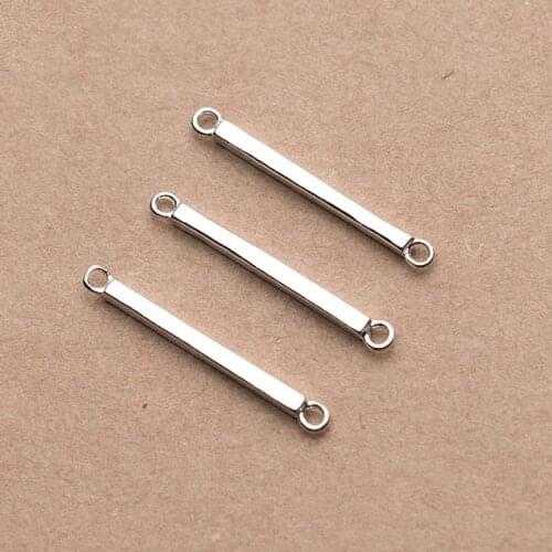 925 Sterling Silver 25x2mm Square Column Charm Connectors DIY Jewelry Making Findings Bracelets Necklace Connection Pendants