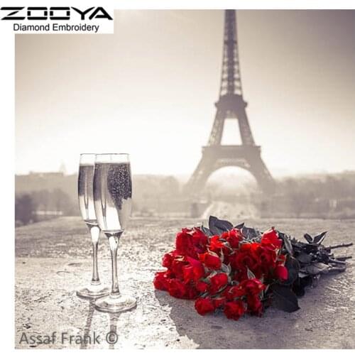 5D DIY Diamond Painting Flower Diamond Painting Cross Stitch Rose Floral Tower Diamond Drill Rhinestone Home Decoration CJ238