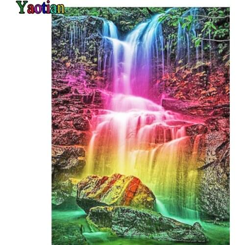 5D DIY Diamond Painting Diamond Color Waterfall Beautiful Scenery Picture Mosaic Full Square Round Drill Diamond Cross Stitch