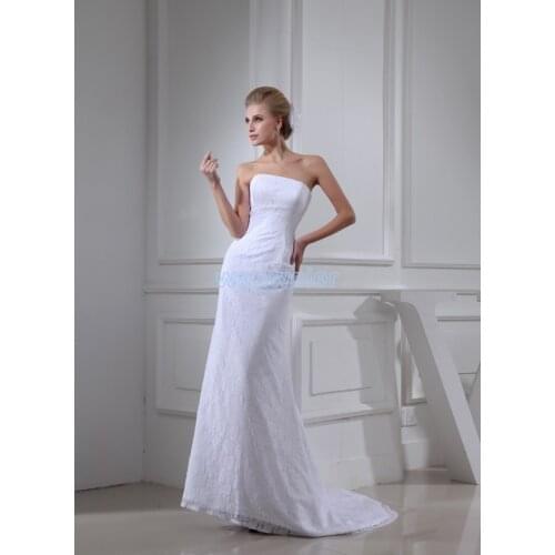 Free shipping 2016 new design fashion girls' dresses small train lace bridal gown custommade size/color white wedding dresses