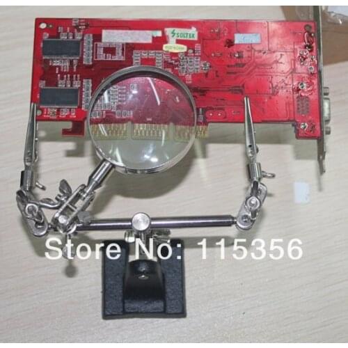 Free shipping BEST-168Z hands free help soldering PCB stand holder jig with 5x Magnifier